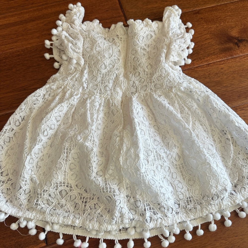 Baby Girl Spring Bundle 3-6M Floral Dress Butterfly Romper White Lace Pom Pom - Picture 6 of 10